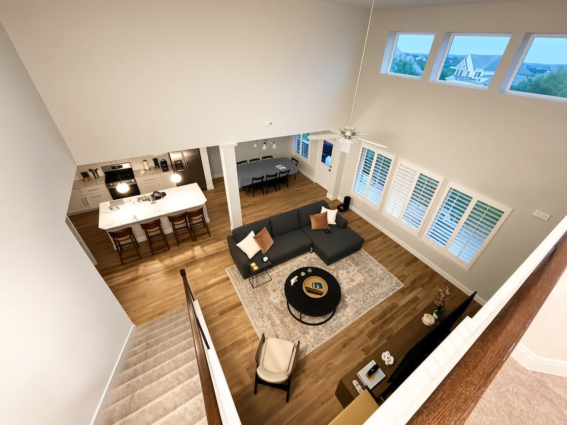 Great room: sala, cocina y comedor