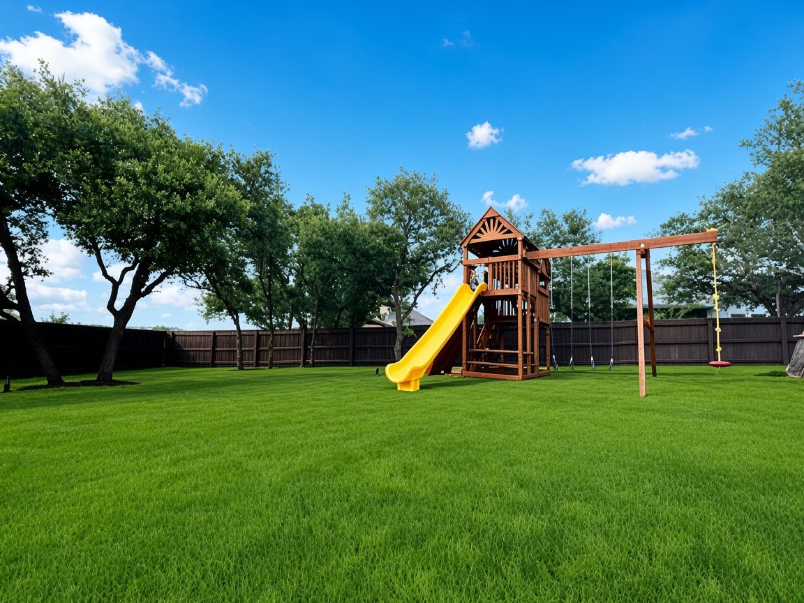 Playset en el jardín trasero